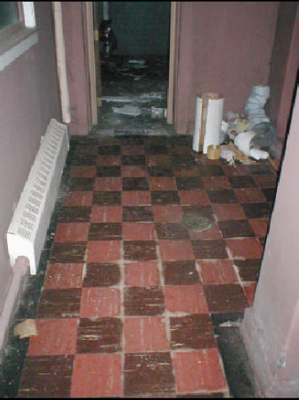 Hallway in rear of building L-11.  View to West.