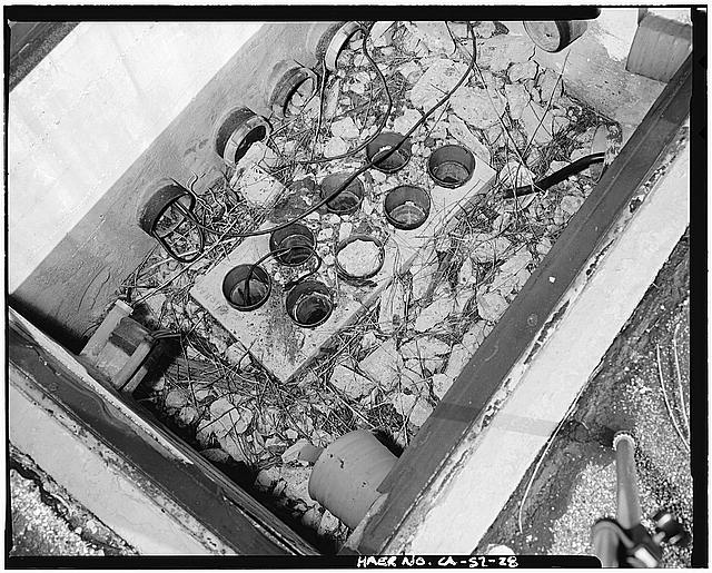 VIEW OF ELECTRICAL HOLE INTO 'ALFA' SILO, LOOKING FROM TOP