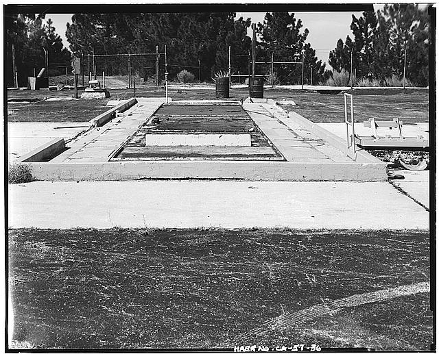 CLOSE-UP OF ELEVATOR DOOR AT 'CATFISH' SILO, LOOKING NORTH