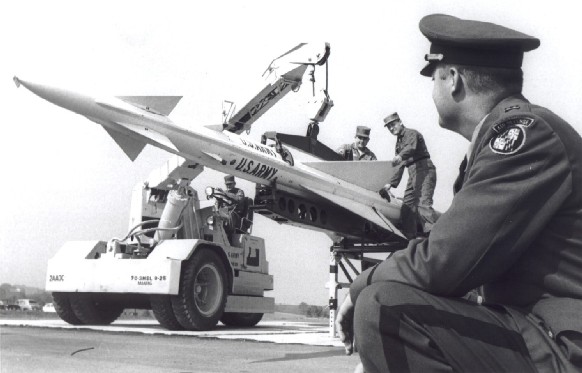 Publicity photo of 3d-70th Artillery personnel with Nike-Ajax, 1960